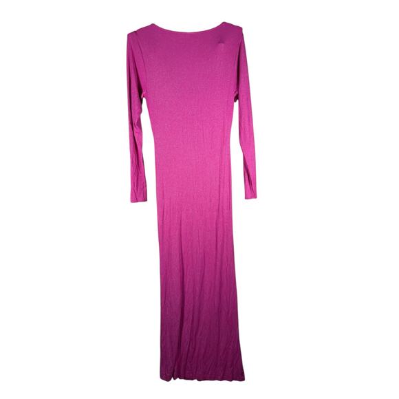 SKIMS Soft Lounge Long Sleeve Maxi Dress Pink XL | Stretch Ribbed Scoop Neck - Picture 4 of 8